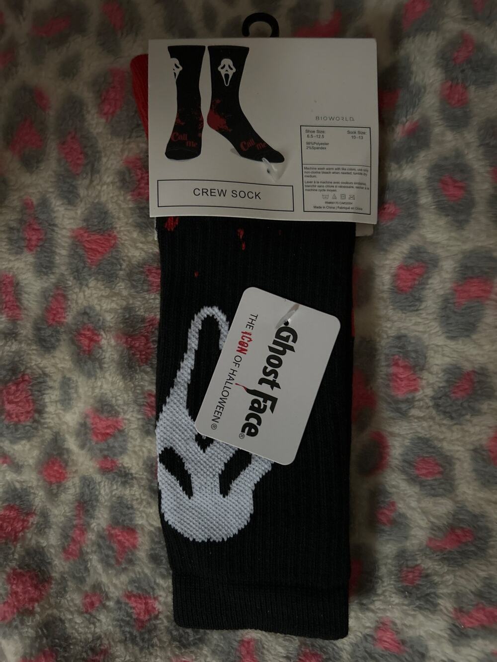 New Mens Ghost 👻 Face Athletic Crew Socks Black Size 10-13 Shoe Size 6.5-12.5